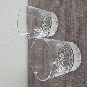 Crate & Barrel Elegant Clear Double Old Fashion Drinkling Glasses